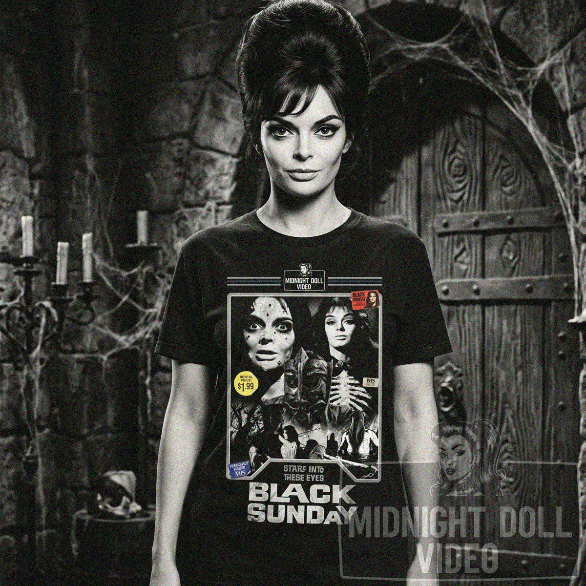 BLACK SUNDAY (1960) - "STARE INTO THESE EYES" VHS TRIBUTE T-SHIRT