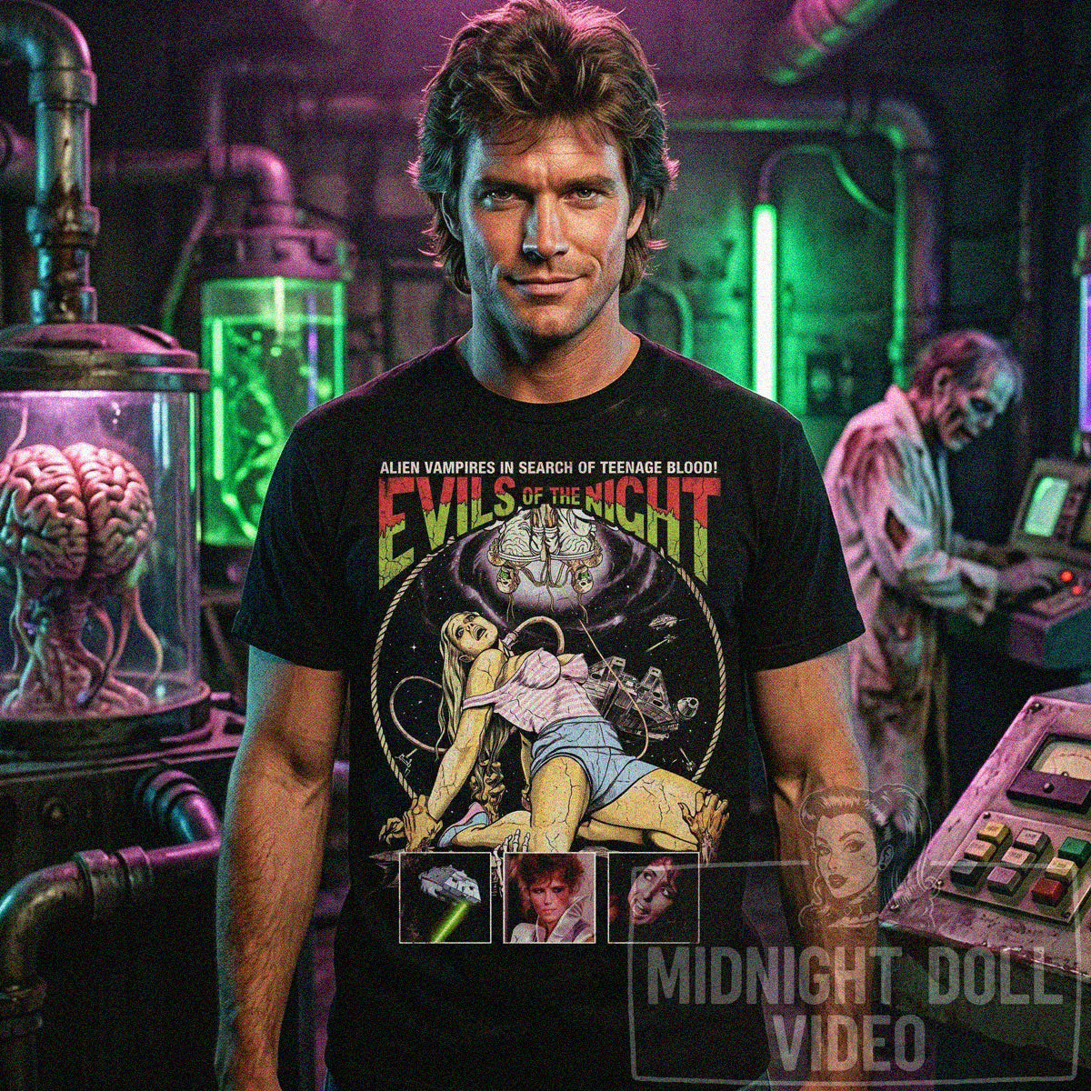 EVILS OF THE NIGHT (1985) - "ALIEN VAMPIRES" VINTAGE SHIRT