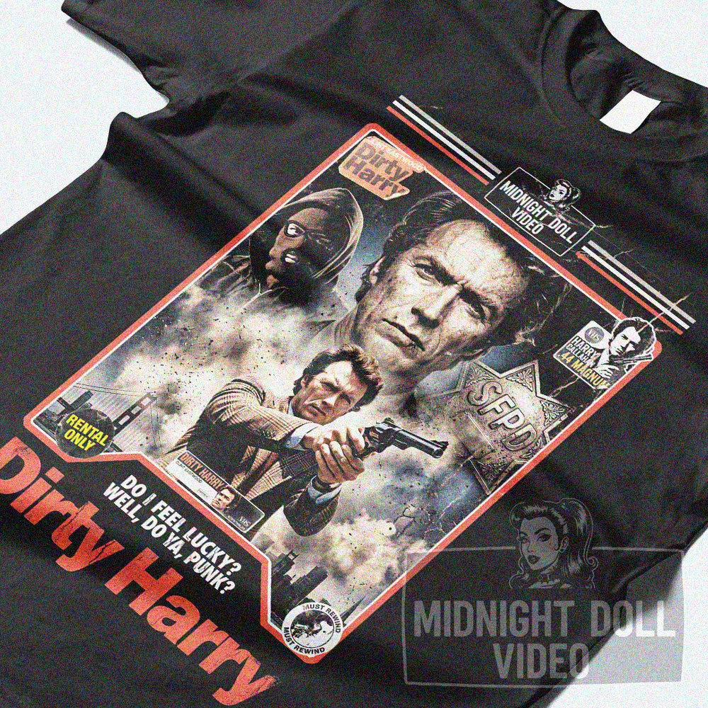 DIRTY HARRY (1971) - "DO I FEEL LUCKY?" VHS TRIBUTE T-SHIRT