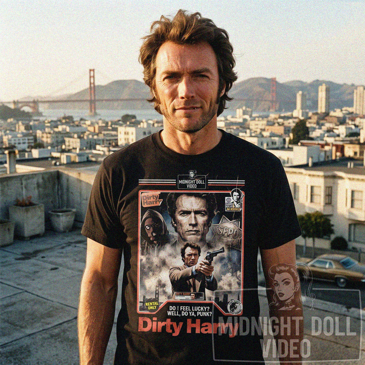 DIRTY HARRY (1971) - "DO I FEEL LUCKY?" VHS TRIBUTE T-SHIRT