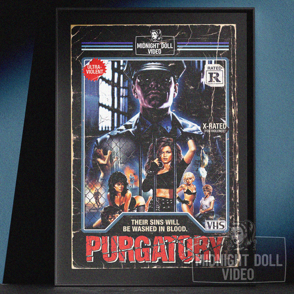 PURGATORY (1988) - "THEIR SINS WILL BE WASHED IN BLOOD" VHS TRIBUTE ART PRINT