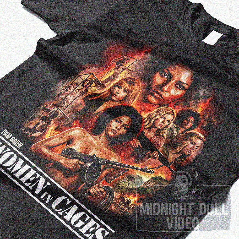 WOMEN IN CAGES (1971) - PAM GRIER EXPLOITATION VINTAGE T-SHIRT
