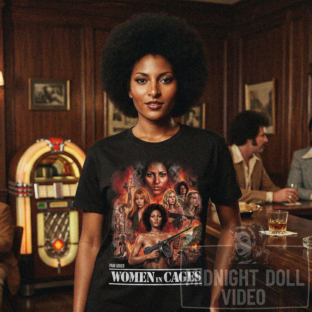 WOMEN IN CAGES (1971) - PAM GRIER EXPLOITATION VINTAGE T-SHIRT