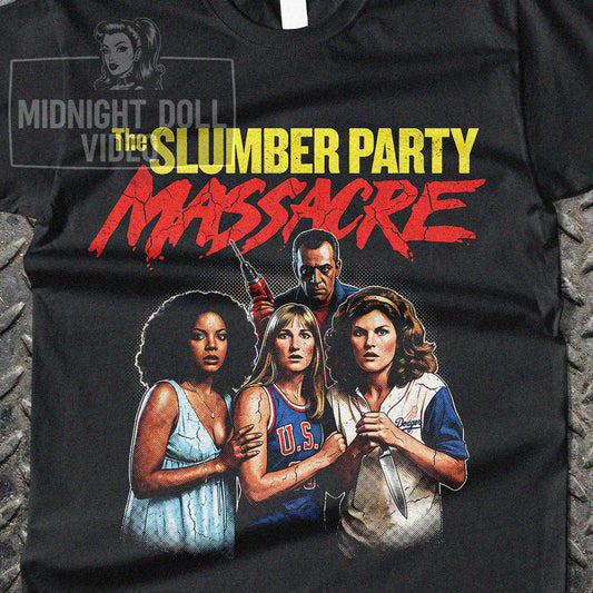 THE SLUMBER PARTY MASSACRE (1982) - "THE ULTIMATE DRILLER THRILLER" VINTAGE T-SHIRT