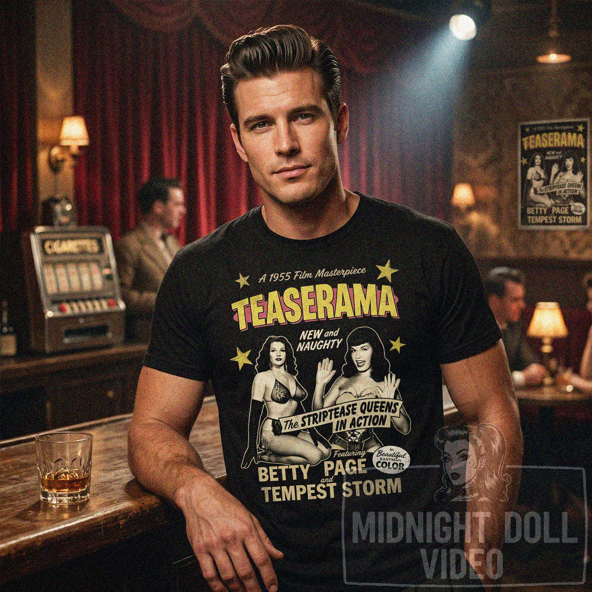 TEASERAMA (1955) - "THE STRIPTEASE QUEENS IN ACTION" VINTAGE SHIRT