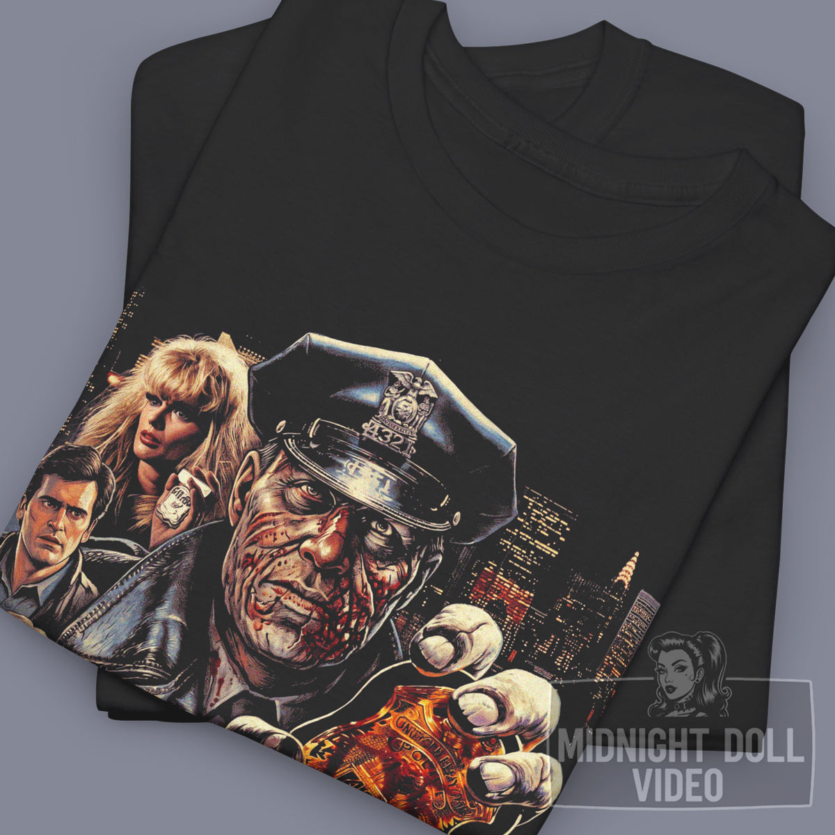 MANIAC COP (1988) - 'YOU HAVE THE RIGHT TO REMAIN SILENT... FOREVER!' JAPANESE T-SHIRT