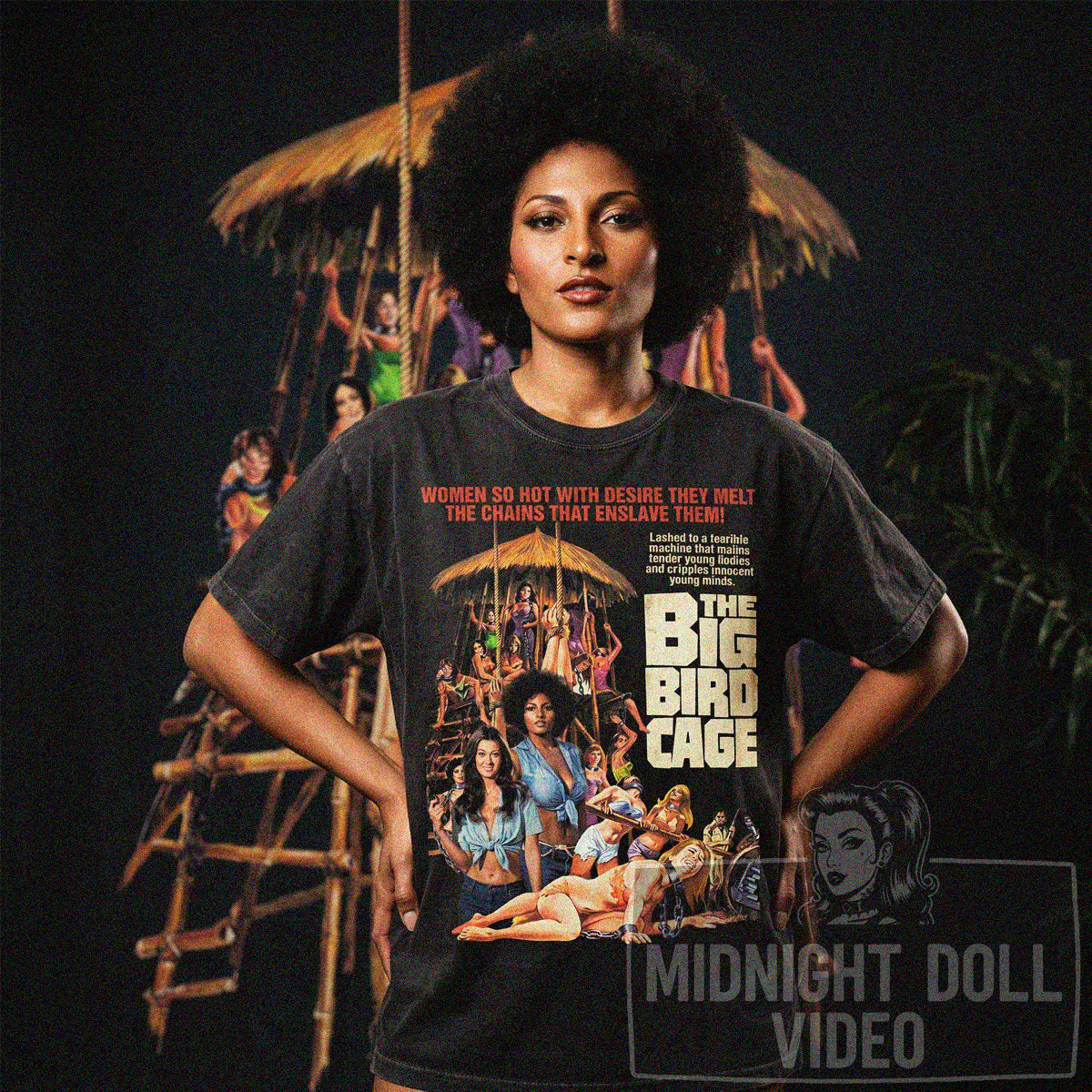 THE BIG BIRD CAGE (1972) - "WOMEN SO HOT" VINTAGE SHIRT