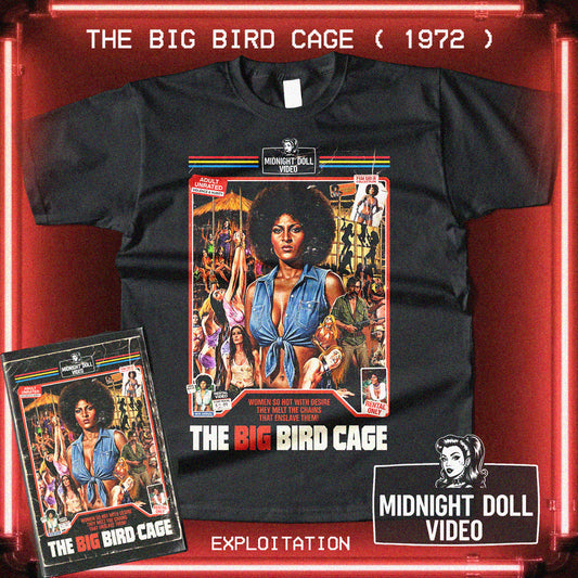 THE BIG BIRD CAGE (1972) - "WOMEN SO HOT WITH DESIRE" VHS TRIBUTE T-SHIRT