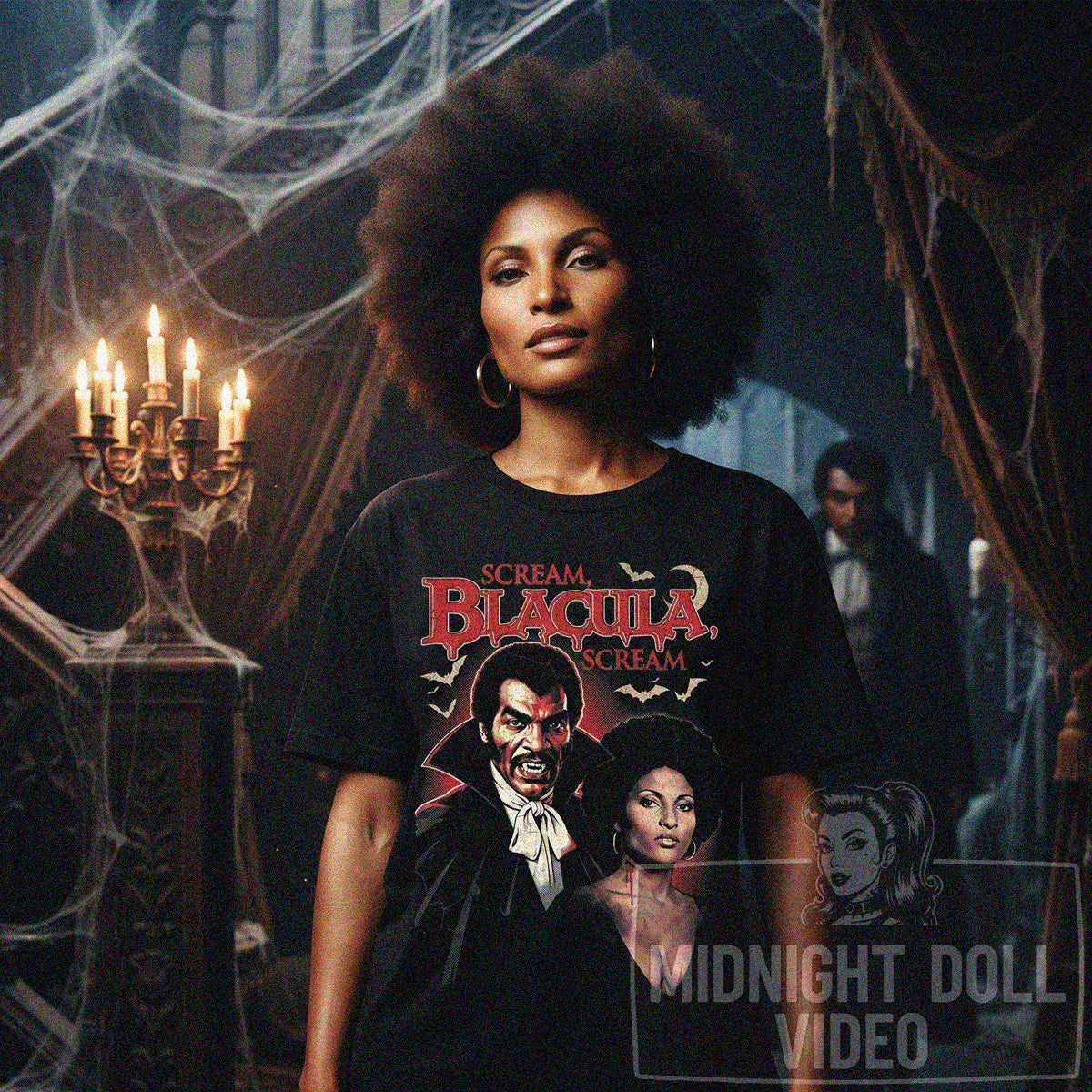 SCREAM, BLACULA, SCREAM (1973) - "THE BLACK PRINCE OF SHADOWS" VINTAGE SHIRT