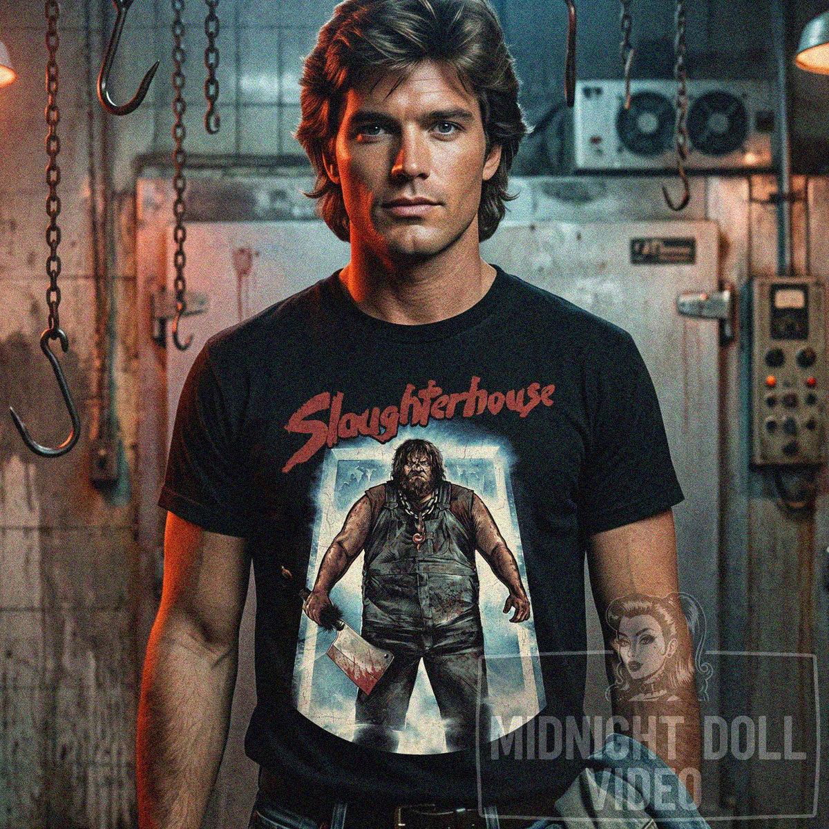 THE SLAUGHTERHOUSE (1987) - "THE ULTIMATE MEAT-CLEAVING THRILLER" VINTAGE SHIRT