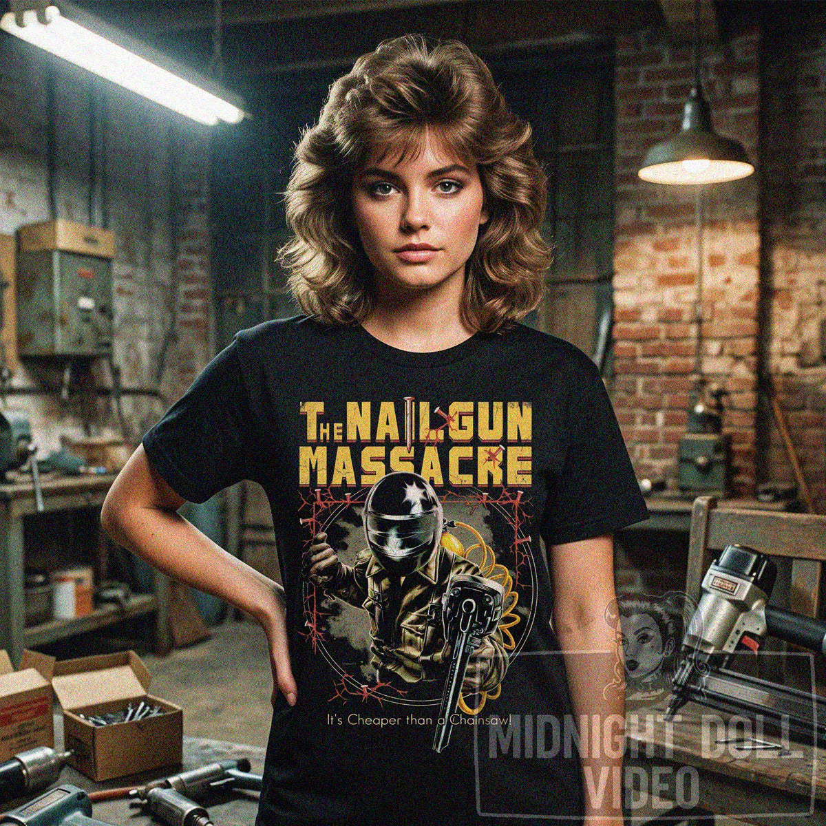 THE NAILGUN MASSACRE (1985) - "IT'S CHEAPER THAN A CHAINSAW!" VINTAGE SHIRT