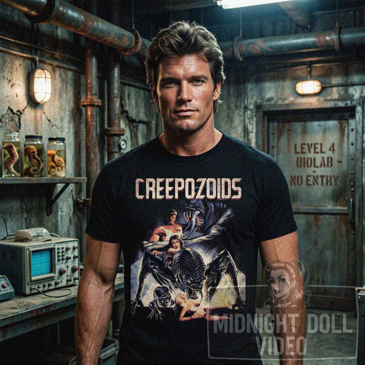 CREEPOZOIDS (1987) - "IN 1998, MAN IS THE ENDANGERED SPECIES" VINTAGE SHIRT