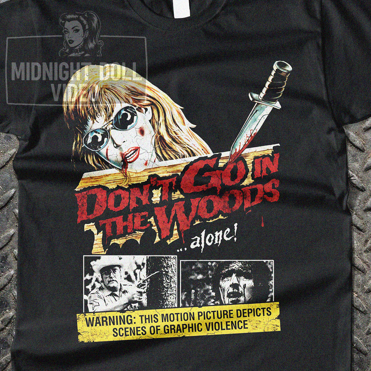 DON'T GO IN THE WOODS (1981) - "WARNING: GRAPHIC VIOLENCE" VINTAGE SHIRT