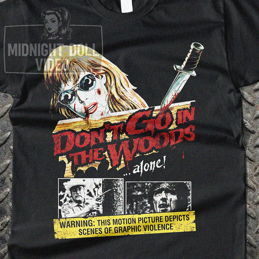 DON'T GO IN THE WOODS (1981) - "WARNING: GRAPHIC VIOLENCE" VINTAGE SHIRT