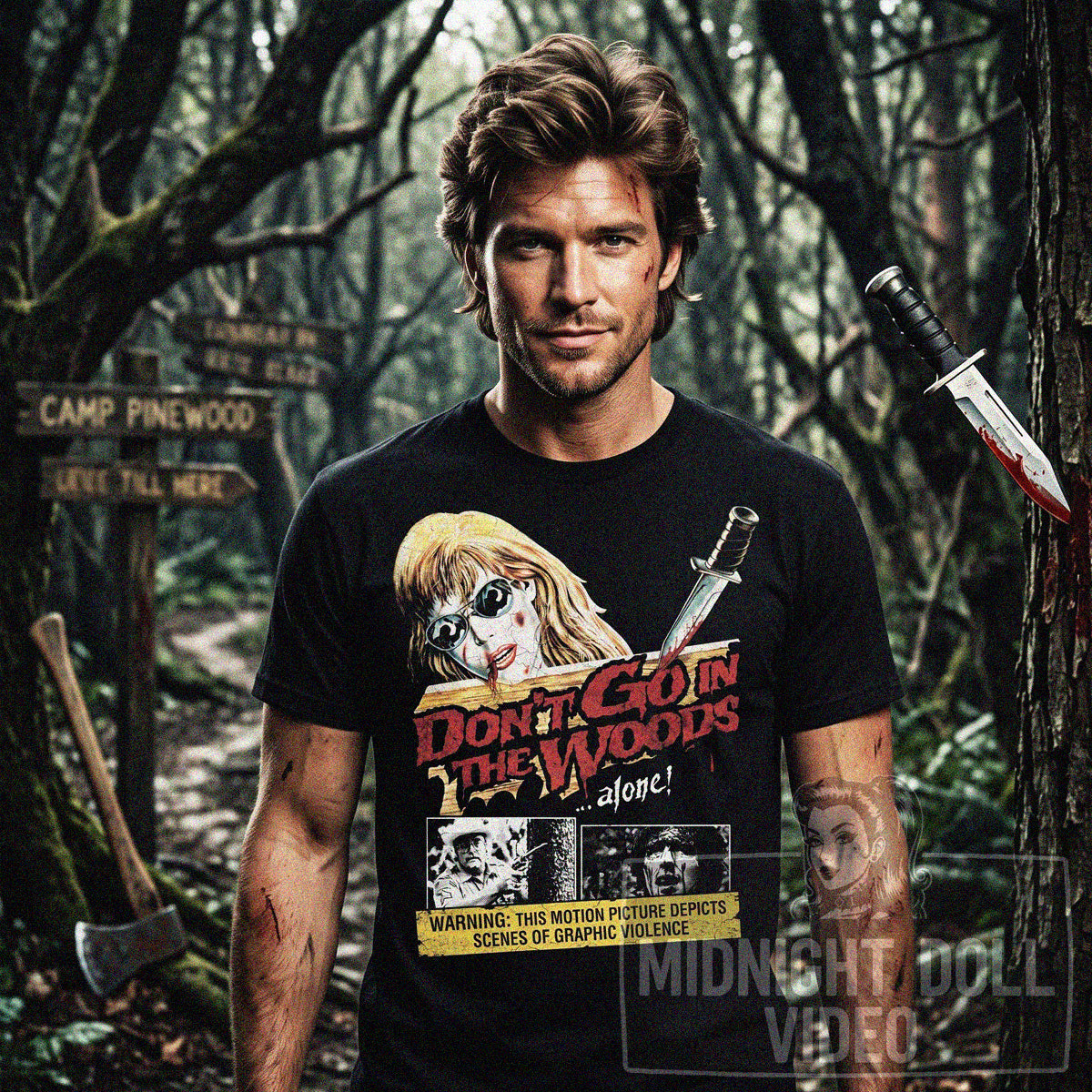 DON'T GO IN THE WOODS (1981) - "WARNING: GRAPHIC VIOLENCE" VINTAGE SHIRT