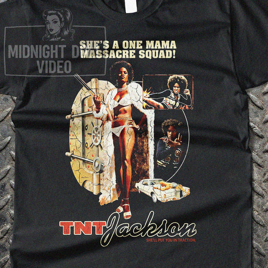 TNT JACKSON (1974) - "SHE'S A ONE MAMA MASSACRE SQUAD!" VINTAGE SHIRT