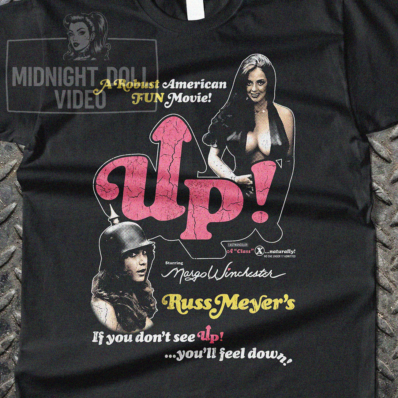RUSS MEYER'S UP! (1976) - "IF YOU DON'T SEE UP! YOU'LL FEEL DOWN!" VINTAGE SHIRT