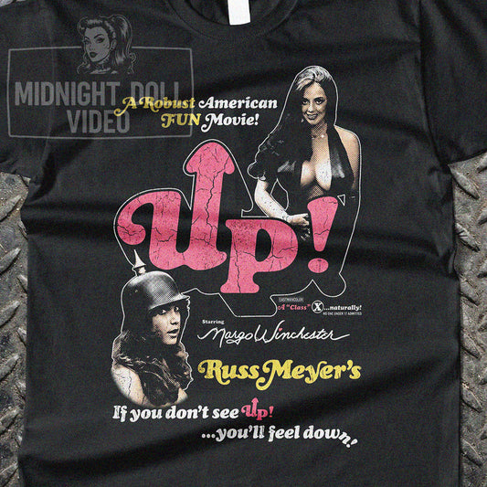 RUSS MEYER'S UP! (1976) - "IF YOU DON'T SEE UP! YOU'LL FEEL DOWN!" VINTAGE SHIRT
