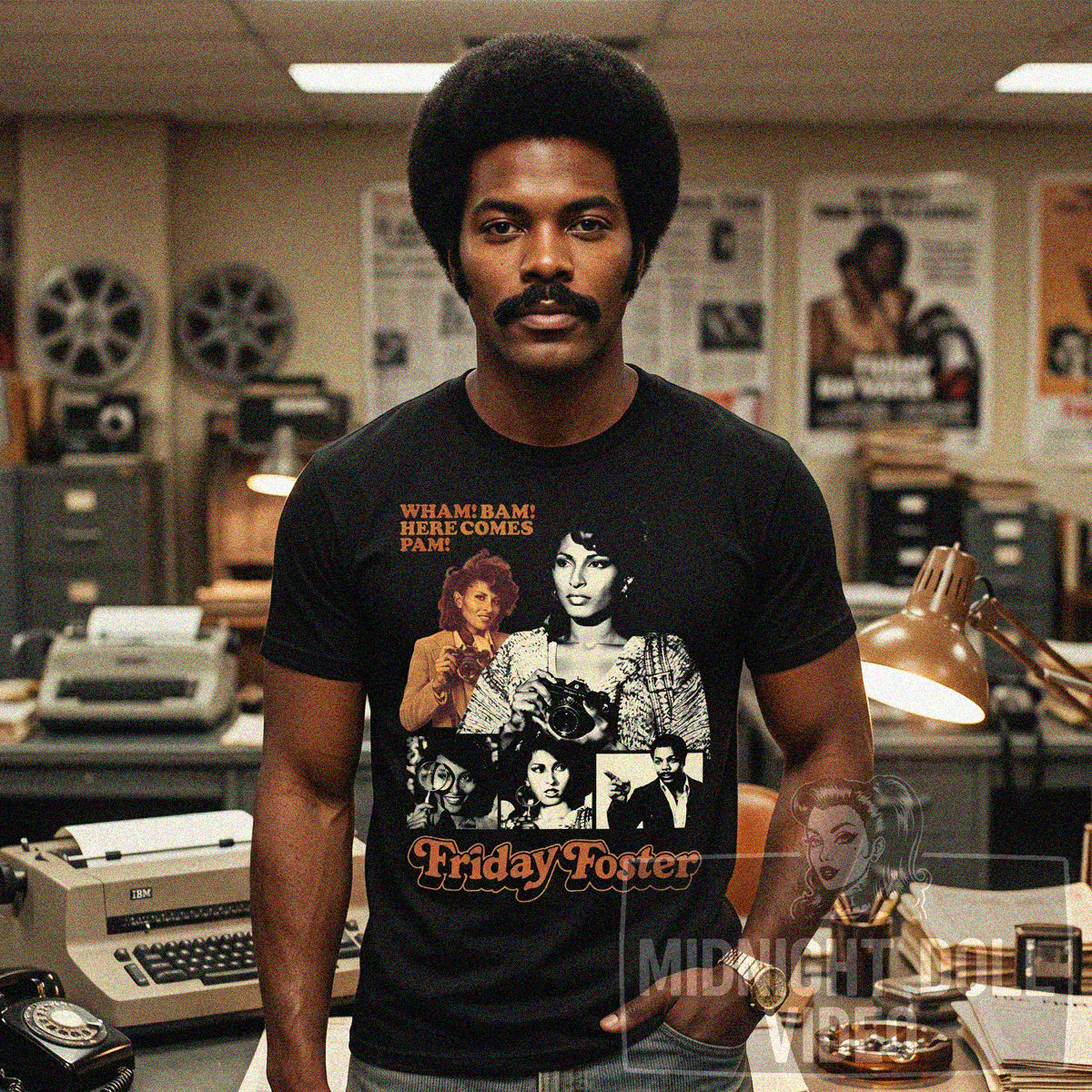 FRIDAY FOSTER (1975) - "WHAM! BAM! HERE COMES PAM!" VINTAGE SHIRT