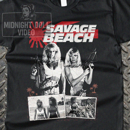 SAVAGE BEACH (1989) - "THE ULTIMATE 80S ACTION EXPLOITATION" VINTAGE SHIRT