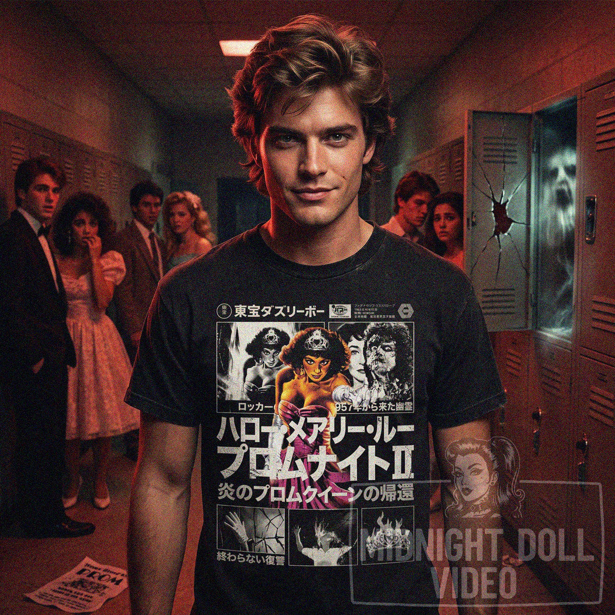 HELLO MARY LOU: PROM NIGHT II (1987) - "IN 1957, MARY LOU MALONEY WENT UP IN FLAMES..." JAPANESE T-SHIRT