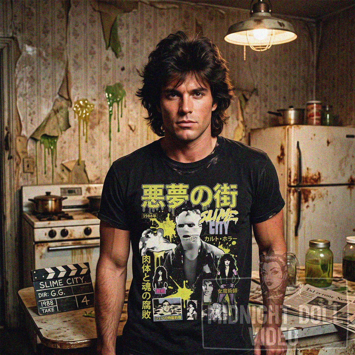 SLIME CITY (1988) - "A HORROR FILM WITH GUTS!" JAPANESE T-SHIRT