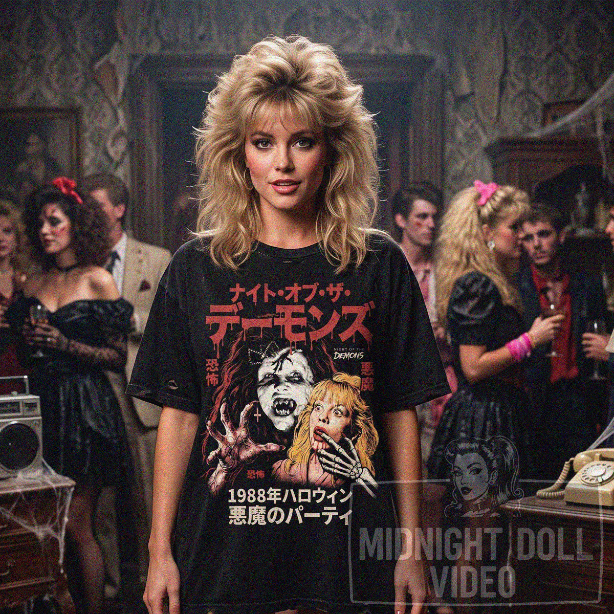 NIGHT OF THE DEMONS (1988) - "THE PARTY IS OVER!" JAPANESE T-SHIRT