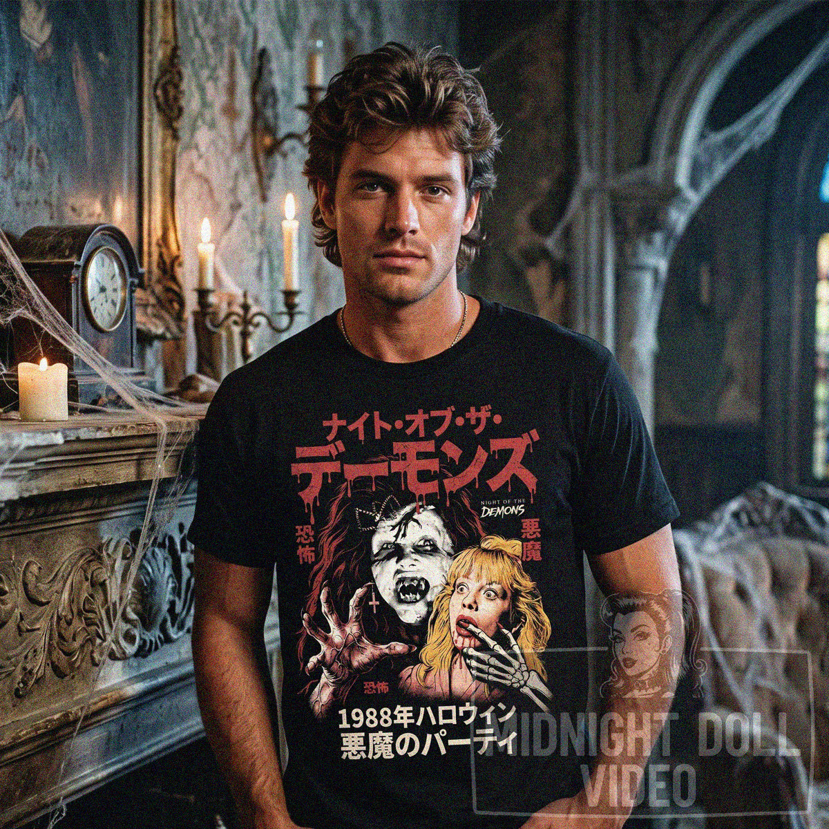 NIGHT OF THE DEMONS (1988) - "THE PARTY IS OVER!" JAPANESE T-SHIRT