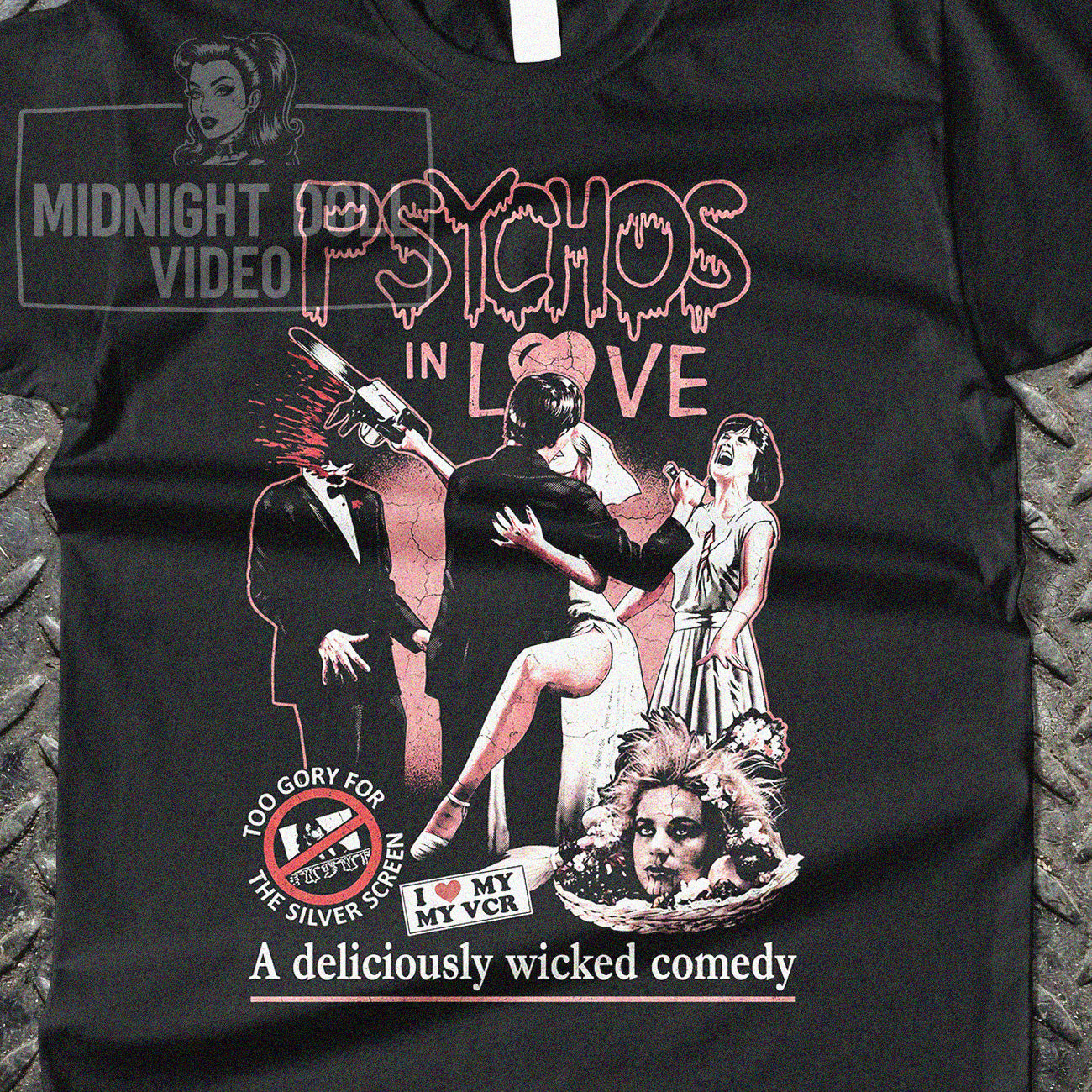 PSYCHOS IN LOVE (1987) - "A DELICIOUSLY WICKED COMEDY" VINTAGE SHIRT