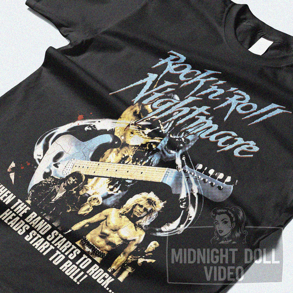 ROCK 'N' ROLL NIGHTMARE (1987) - "WHEN THE BAND STARTS TO ROCK... HEADS START TO ROLL!" VINTAGE SHIRT