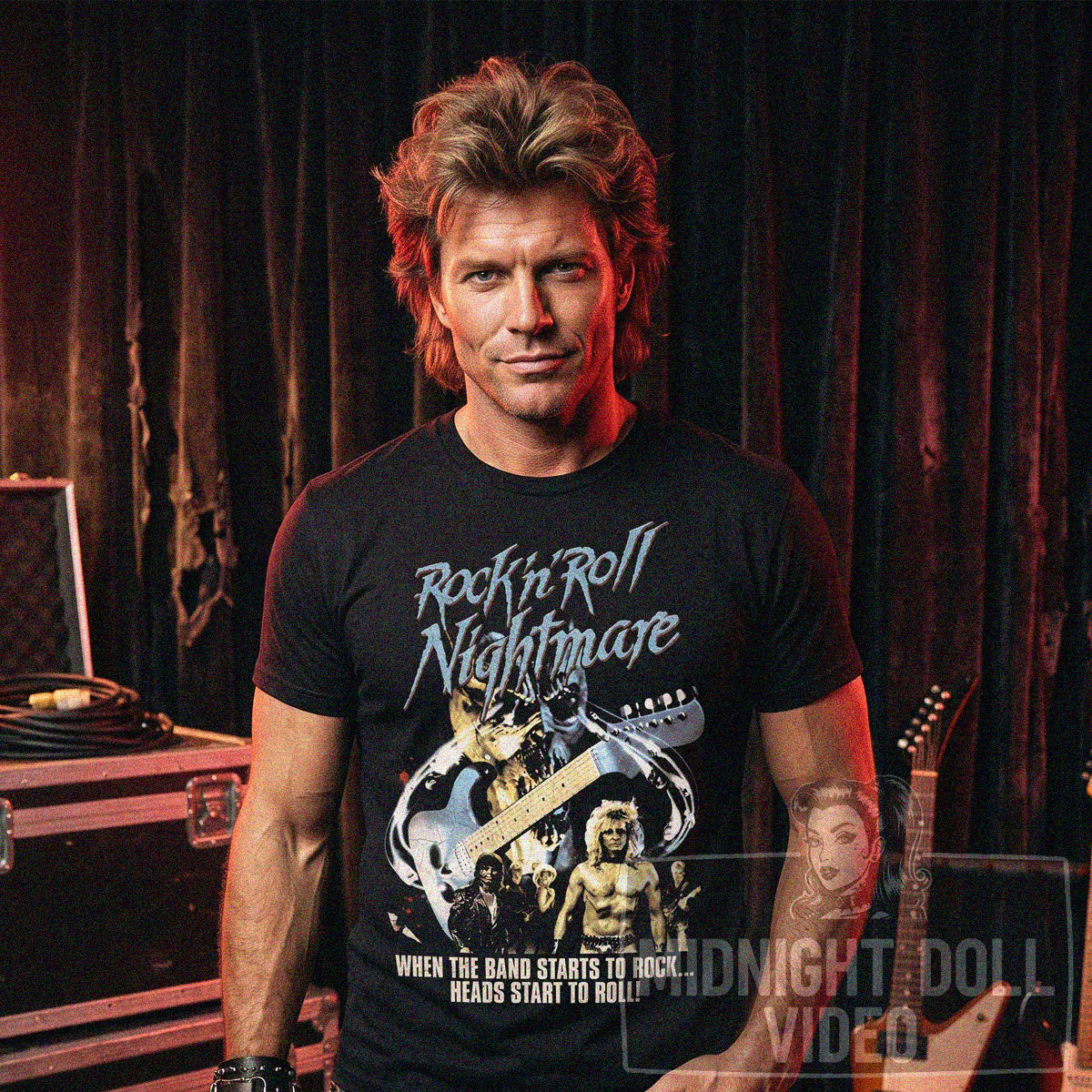 ROCK 'N' ROLL NIGHTMARE (1987) - "WHEN THE BAND STARTS TO ROCK... HEADS START TO ROLL!" VINTAGE SHIRT