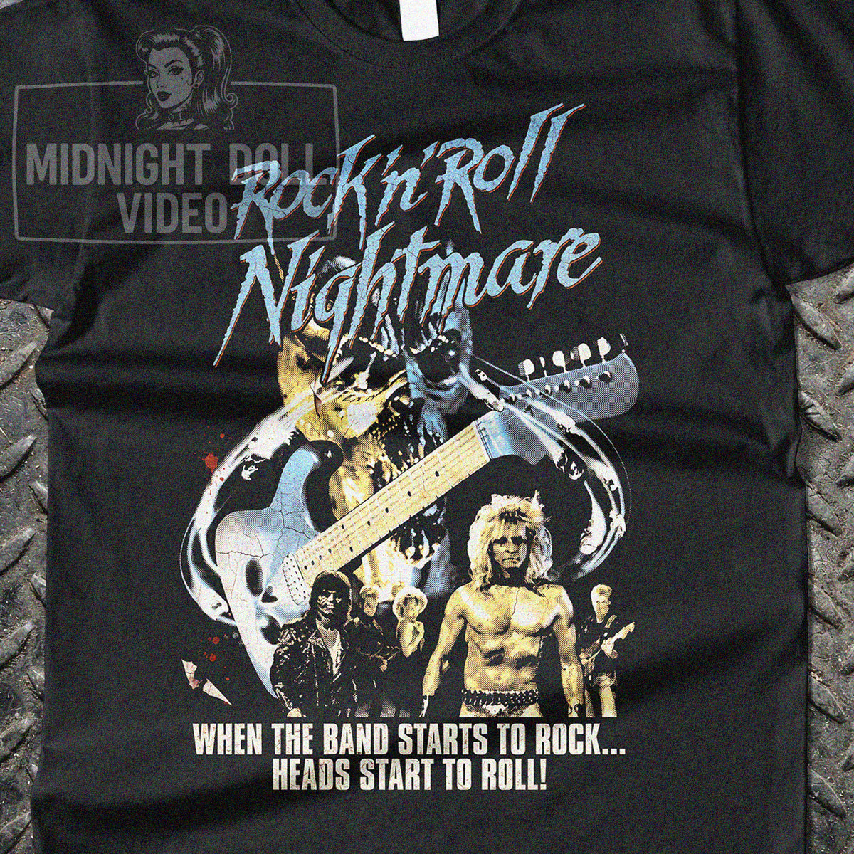ROCK 'N' ROLL NIGHTMARE (1987) - "WHEN THE BAND STARTS TO ROCK... HEADS START TO ROLL!" VINTAGE SHIRT