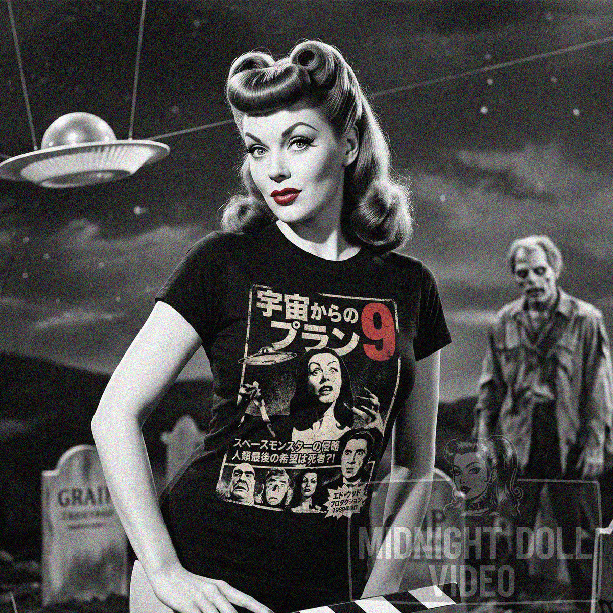 PLAN 9 FROM OUTER SPACE (1959) - JAPANESE POSTER VINTAGE SHIRT
