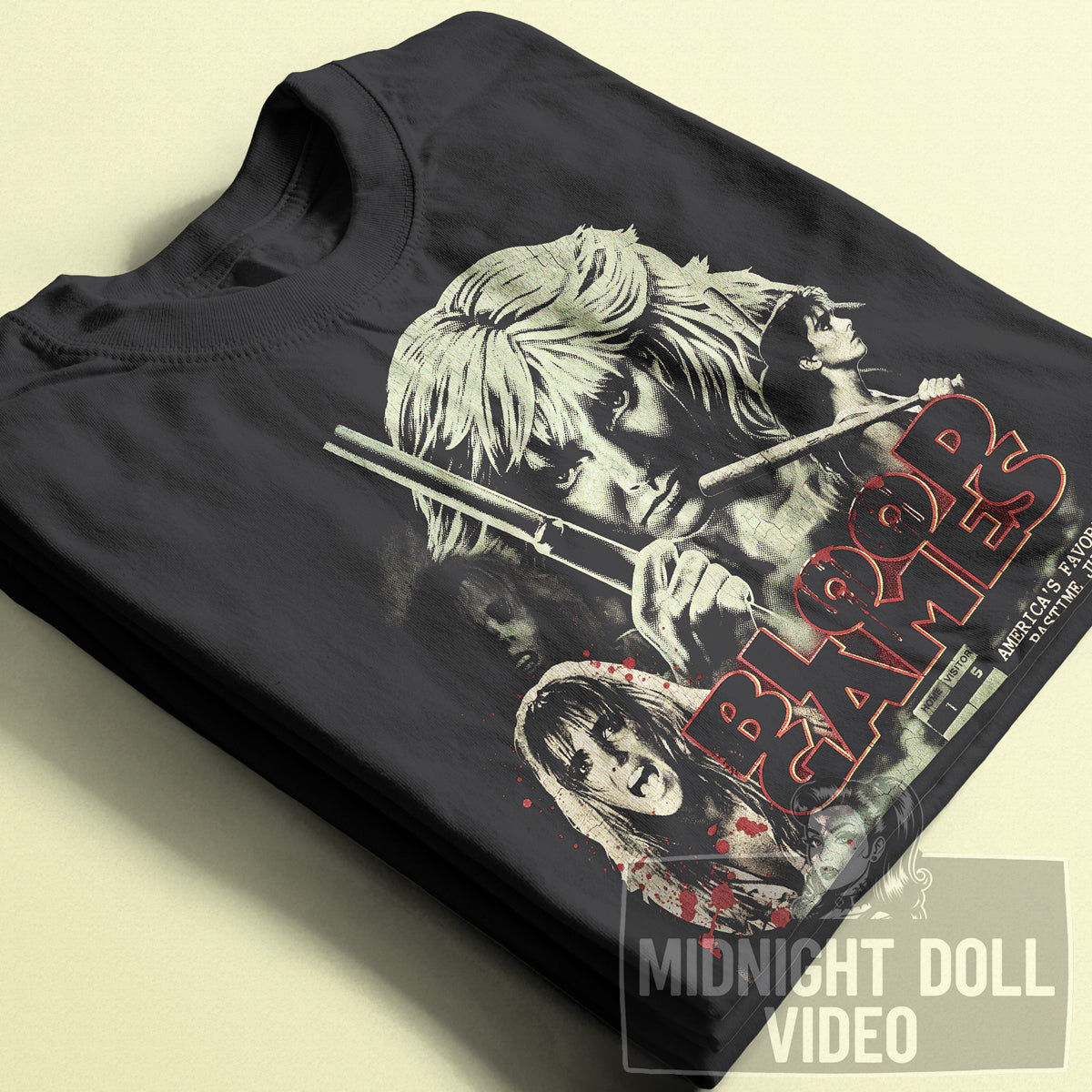 BLOOD GAMES (1990) - "America's favorite pastime just turned deadly." Vintage Slasher Shirt