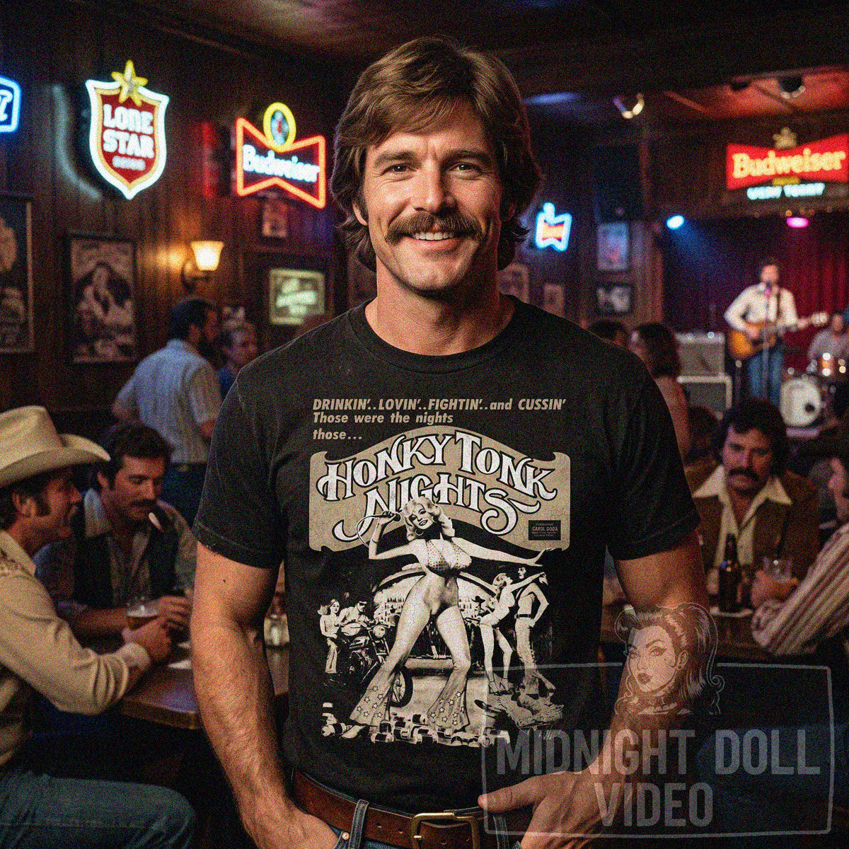 HONKY TONK NIGHTS (1981) - "Drinkin'.. Lovin'.. Fightin'.. and Cussin'" Vintage Exploitation Shirt