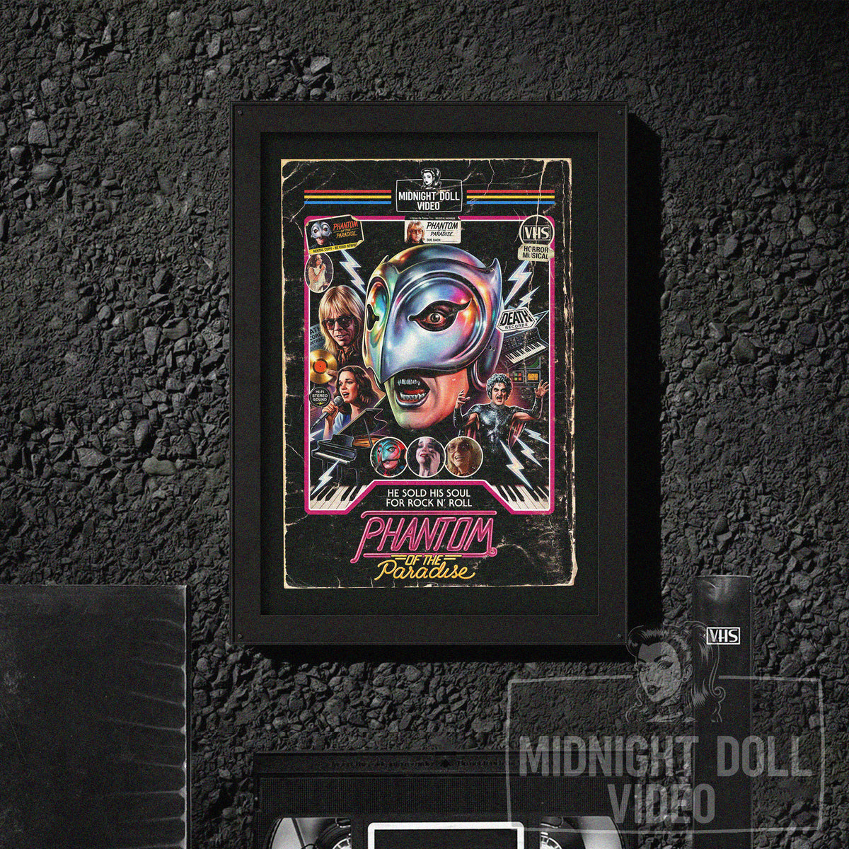 PHANTOM OF THE PARADISE (1974) - "He Sold His Soul for Rock N' Roll" VHS Tribute Art Print