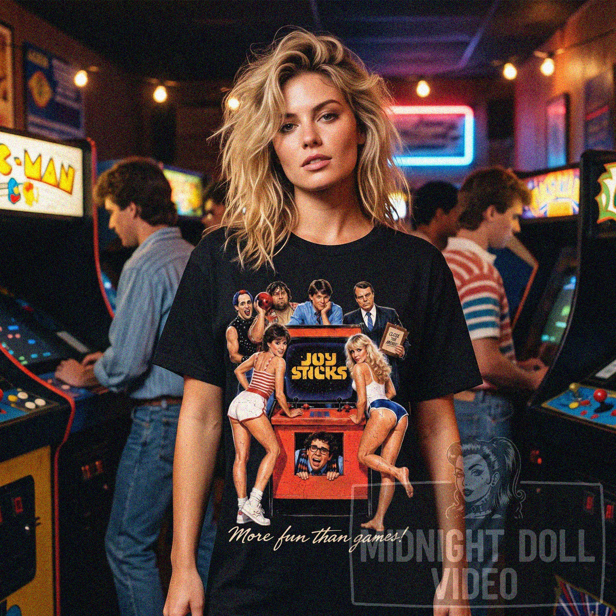 JOYSTICKS (1983) - "More fun than games!" Vintage Arcade Comedy Shirt
