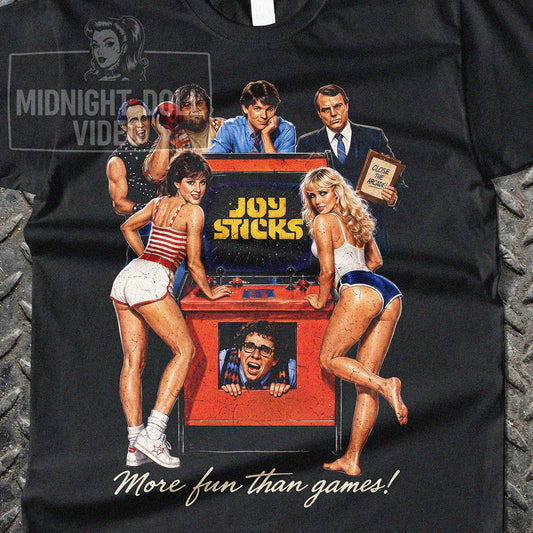 JOYSTICKS (1983) - "More fun than games!" Vintage Arcade Comedy Shirt