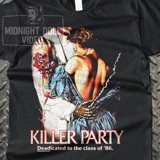 KILLER PARTY (1986) - "Deadicated to the class of '86" Vintage Slasher Horror Shirt