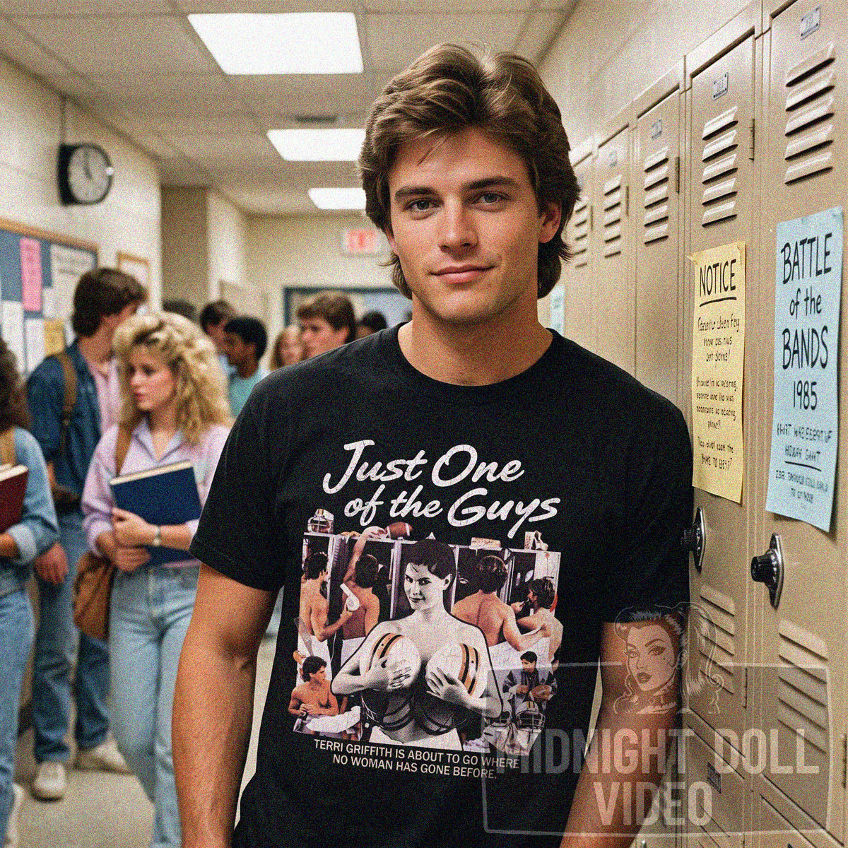 JUST ONE OF THE GUYS (1985) - "Terri Griffith is about to go where no woman has gone before" Vintage Shirt