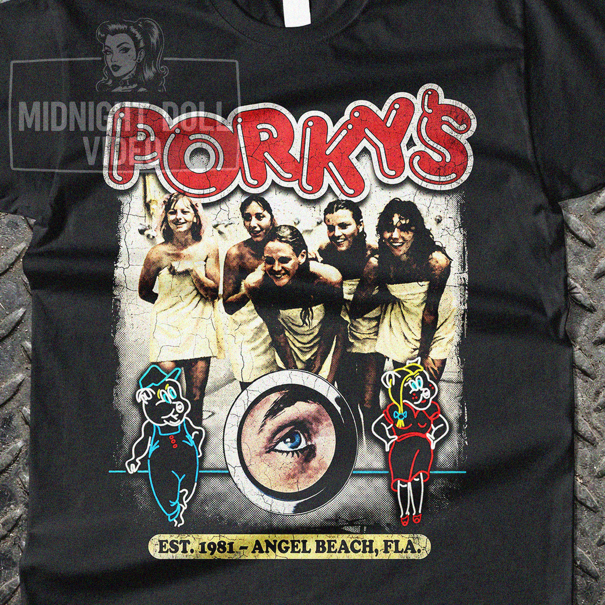 PORKY'S (1981) - "Est. 1981 - Angel Beach, Fla." Vintage Comedy T-Shirt
